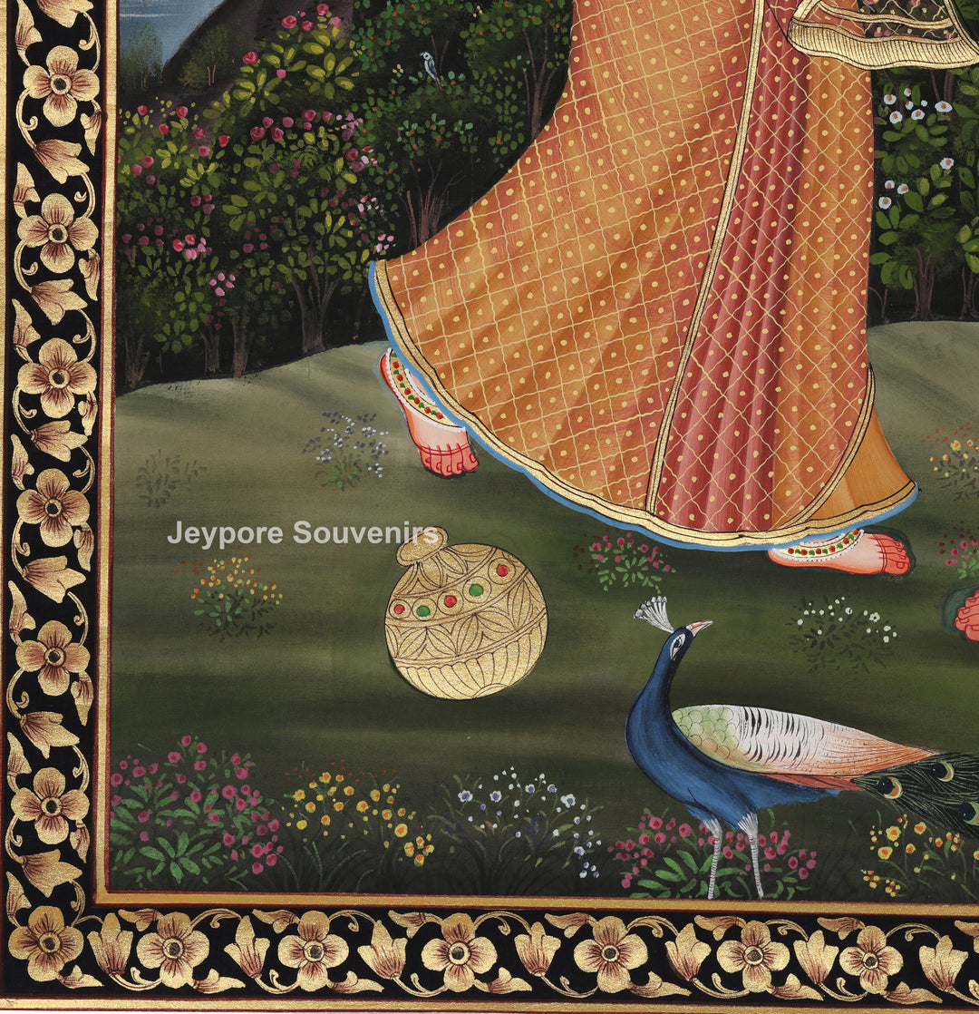 Divine Radha Krishna in Lush Vrindavan - Painting