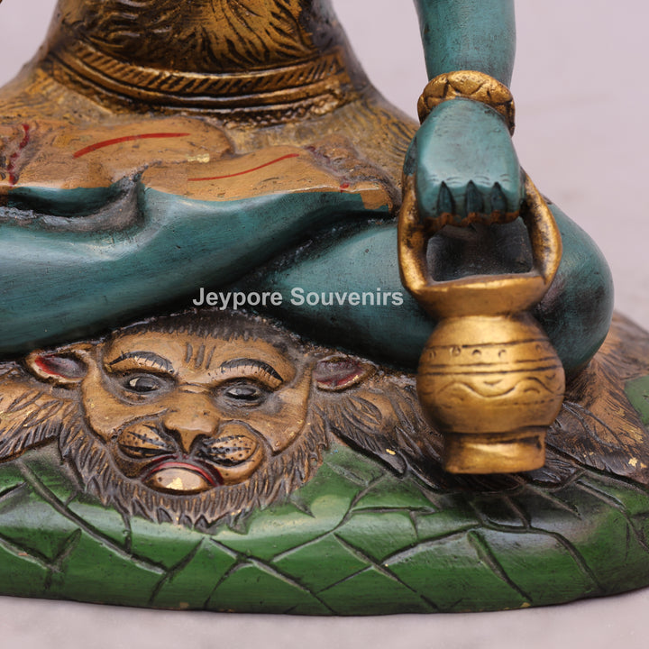 10" Handcrafted Brass Lord Shiva Idol with Hand-Painted Finish