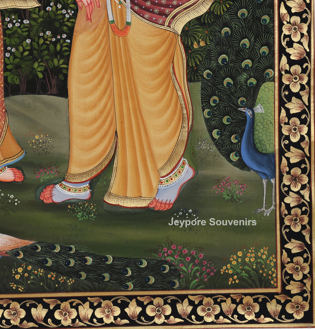 Divine Radha Krishna in Lush Vrindavan - Painting