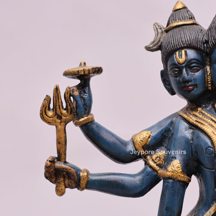 12" Handcrafted Brass Lord Dattatreya Statue with Hand-Painted Finish