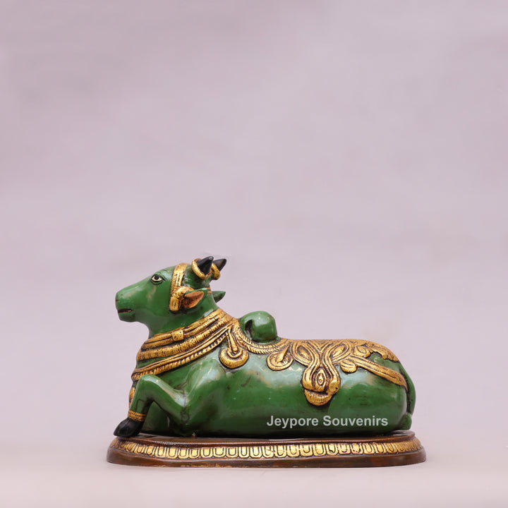 7" Handcrafted Brass Nandi Idol with Antique Hand-Painted Finish