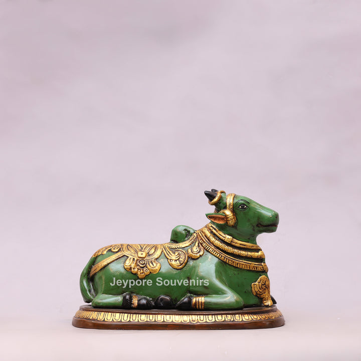 7" Handcrafted Brass Nandi Idol with Antique Hand-Painted Finish