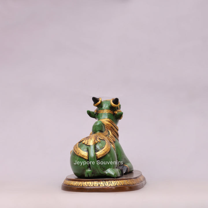 7" Handcrafted Brass Nandi Idol with Antique Hand-Painted Finish