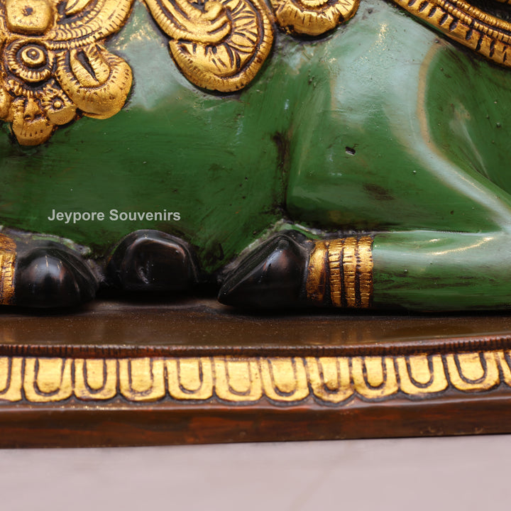 7" Handcrafted Brass Nandi Idol with Antique Hand-Painted Finish