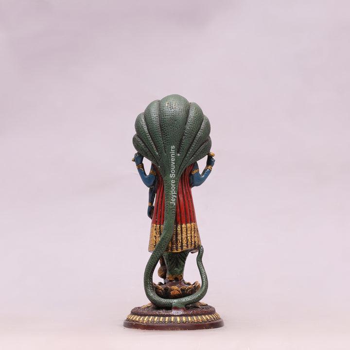 12" Handcrafted Brass Lord Vishnu with Sheshnag Idol