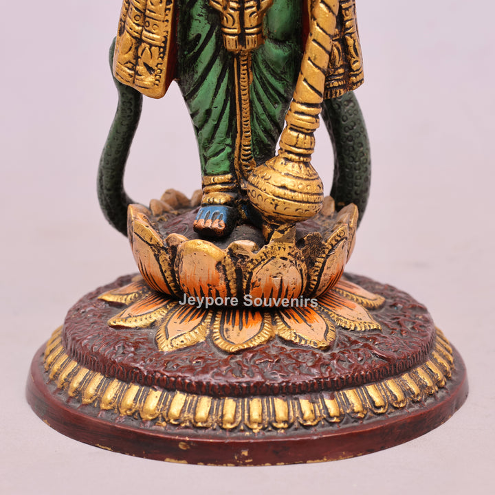 12" Handcrafted Brass Lord Vishnu with Sheshnag Idol
