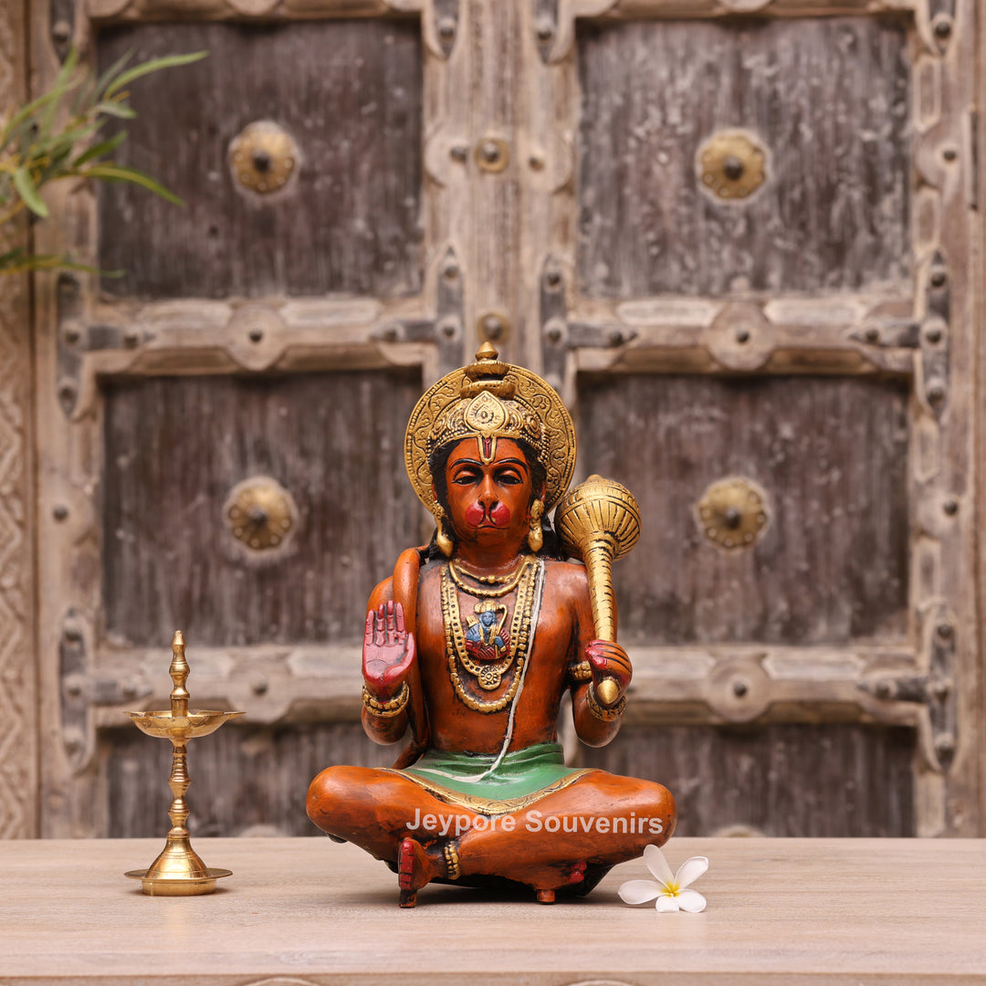 12" Handcrafted Brass Lord Hanuman Idol with Gada