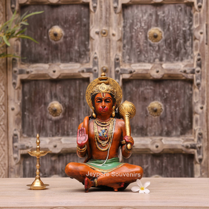 12" Handcrafted Brass Lord Hanuman Idol with Gada