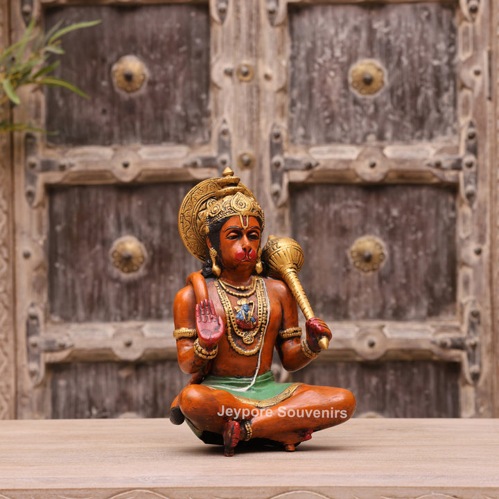 12" Handcrafted Brass Lord Hanuman Idol with Gada