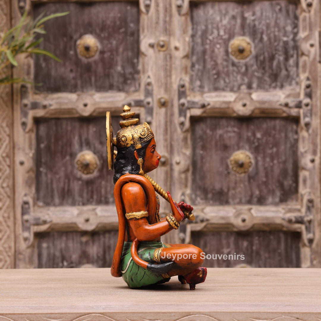 12" Handcrafted Brass Lord Hanuman Idol with Gada