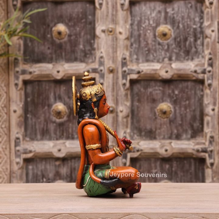 12" Handcrafted Brass Lord Hanuman Idol with Gada