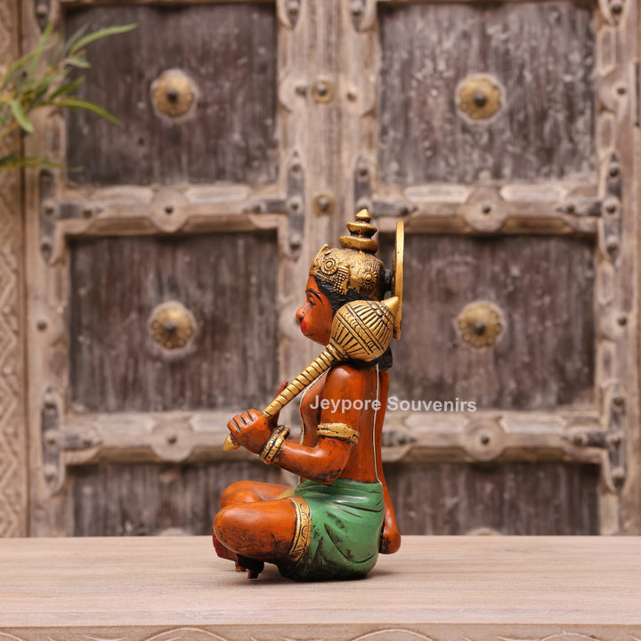 12" Handcrafted Brass Lord Hanuman Idol with Gada