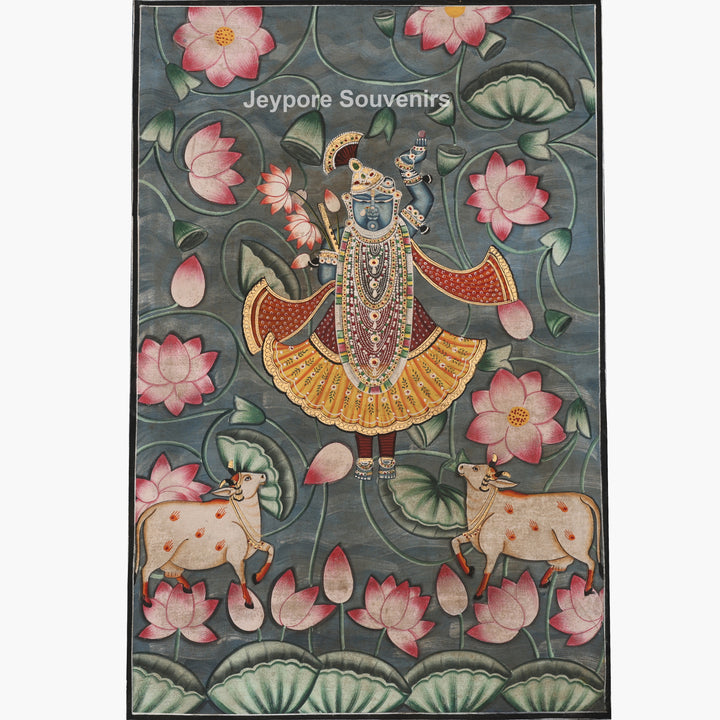 Shrinathji Lotus Garden - Pichwai Painting