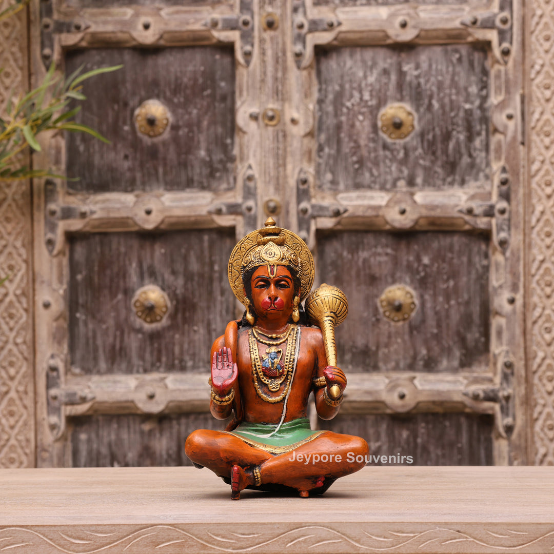12" Handcrafted Brass Lord Hanuman Idol with Gada