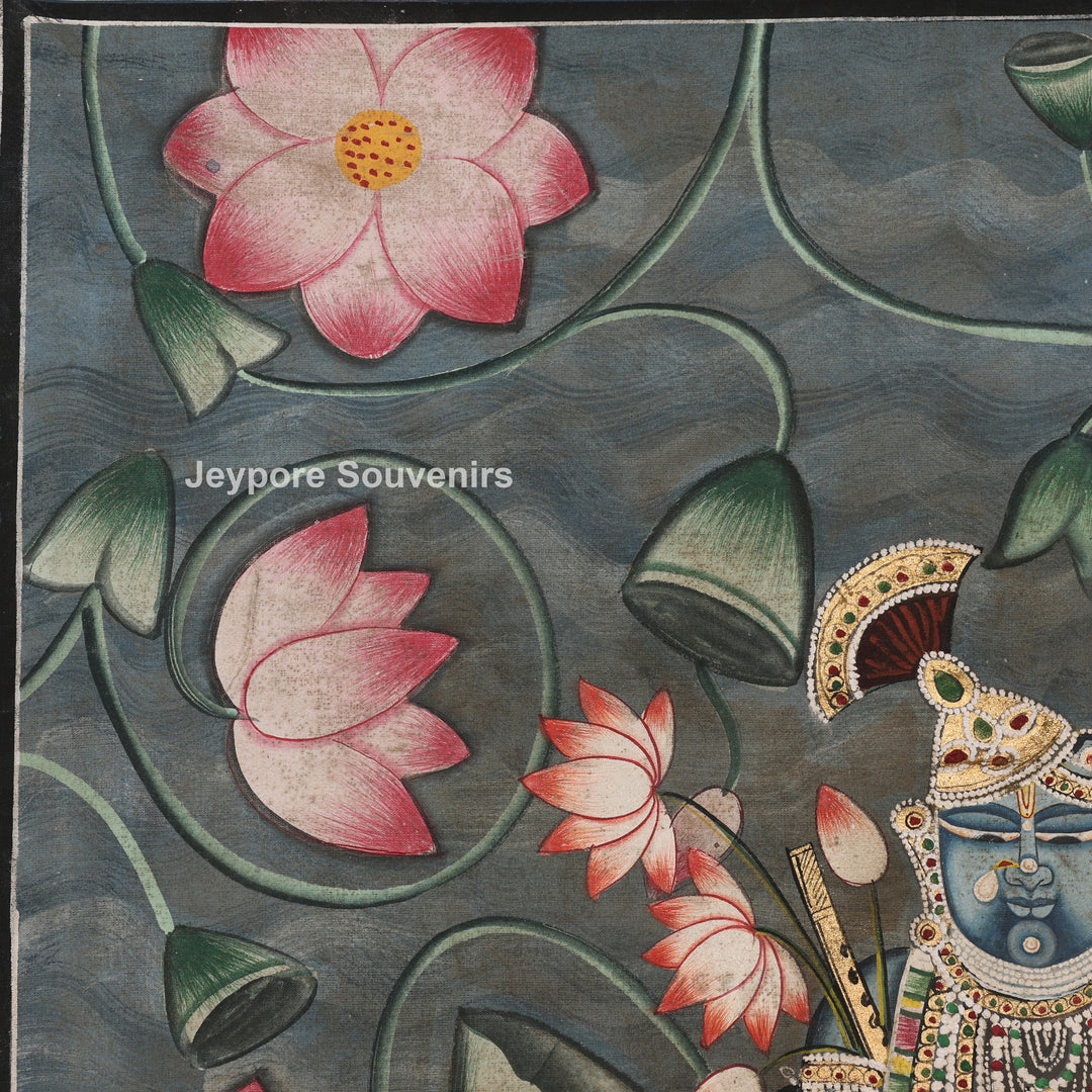 Shrinathji Lotus Garden - Pichwai Painting