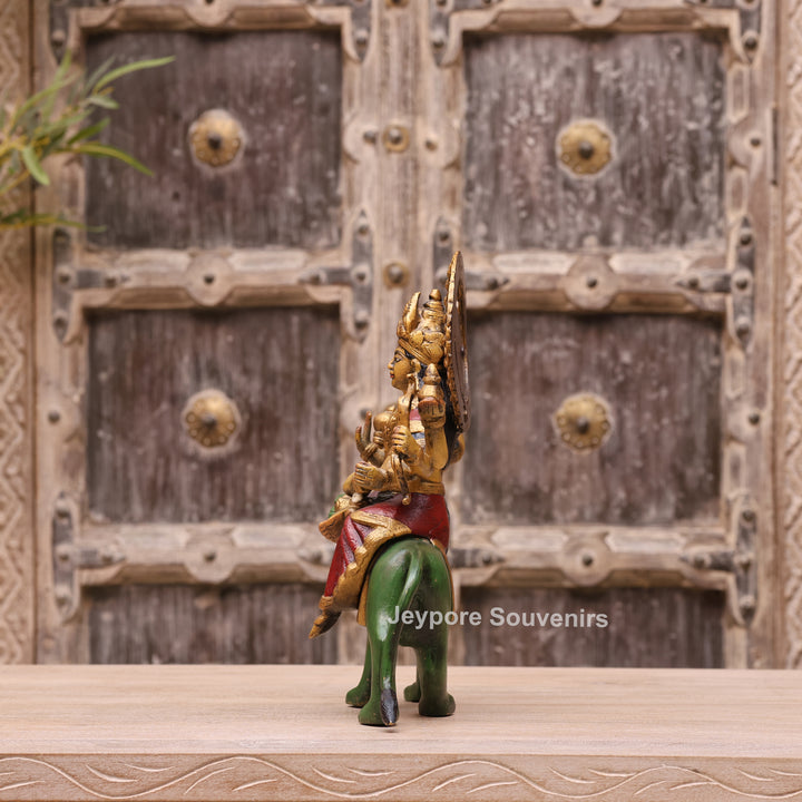 13" Handcrafted Brass Goddess Durga Idol on Lion