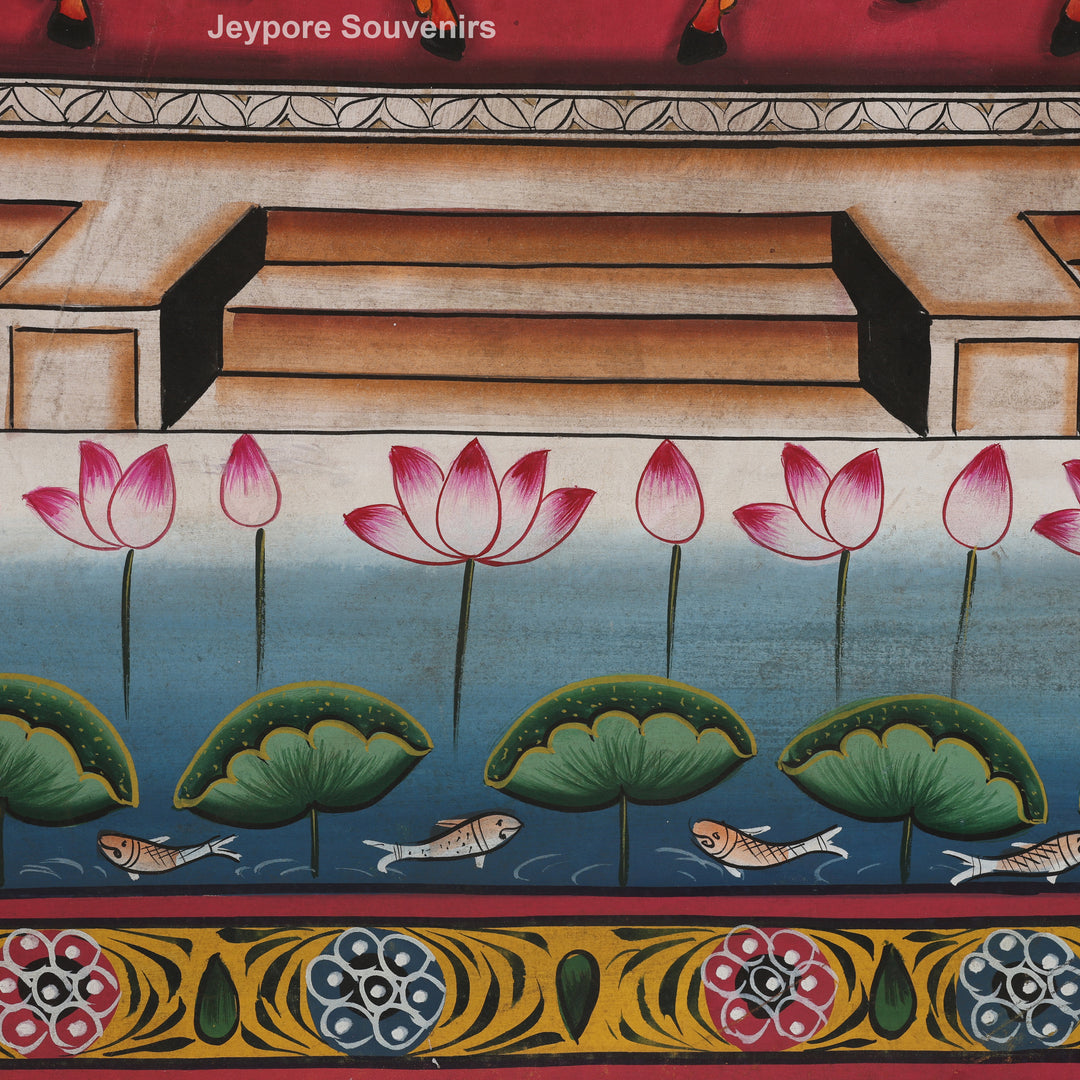 Shrinathji Sacred Mandala Cow &amp; Lotus - Pichwai