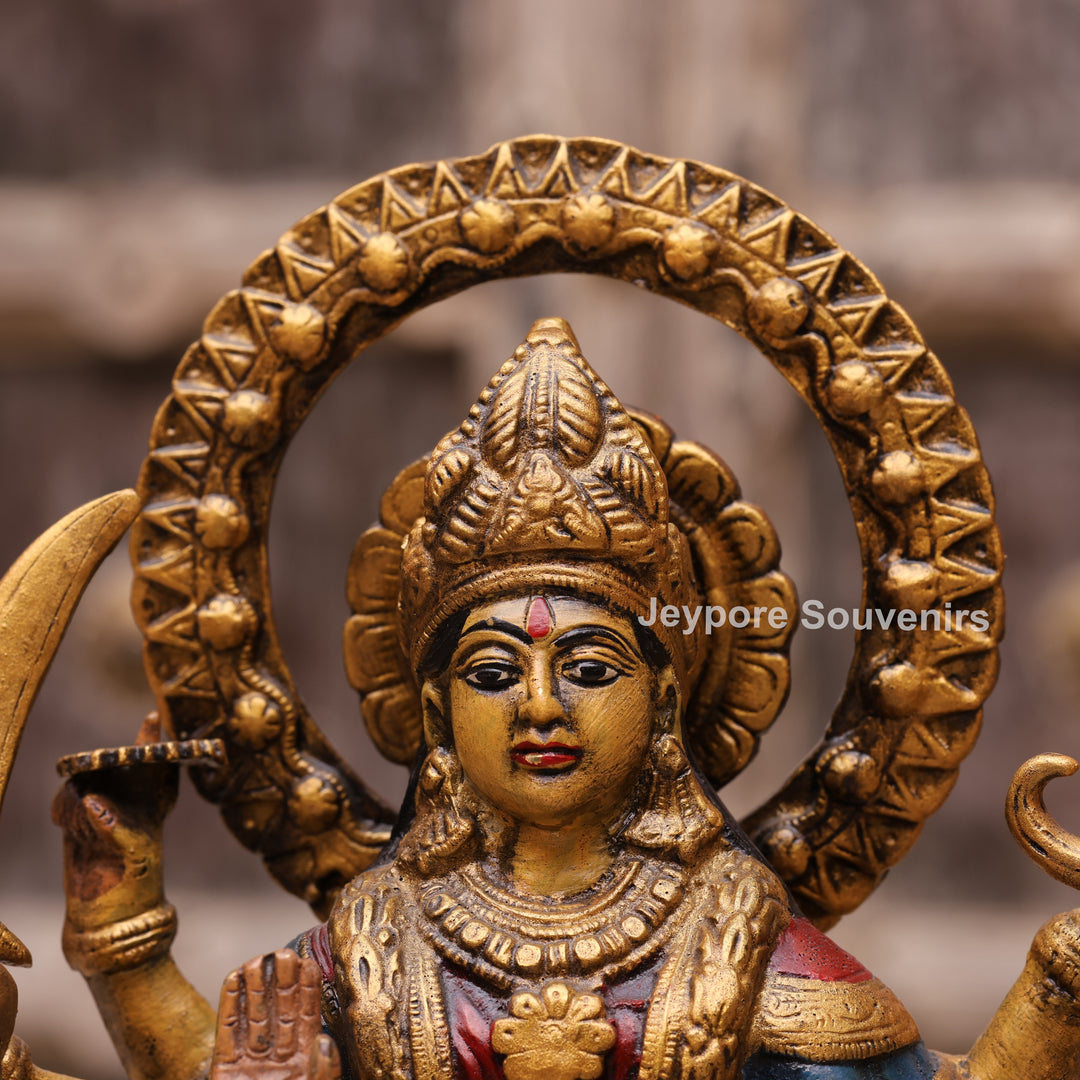 13" Handcrafted Brass Goddess Durga Idol on Lion