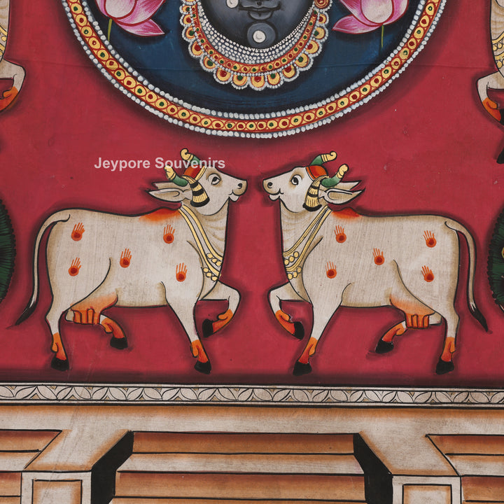 Shrinathji Sacred Mandala Cow &amp; Lotus - Pichwai