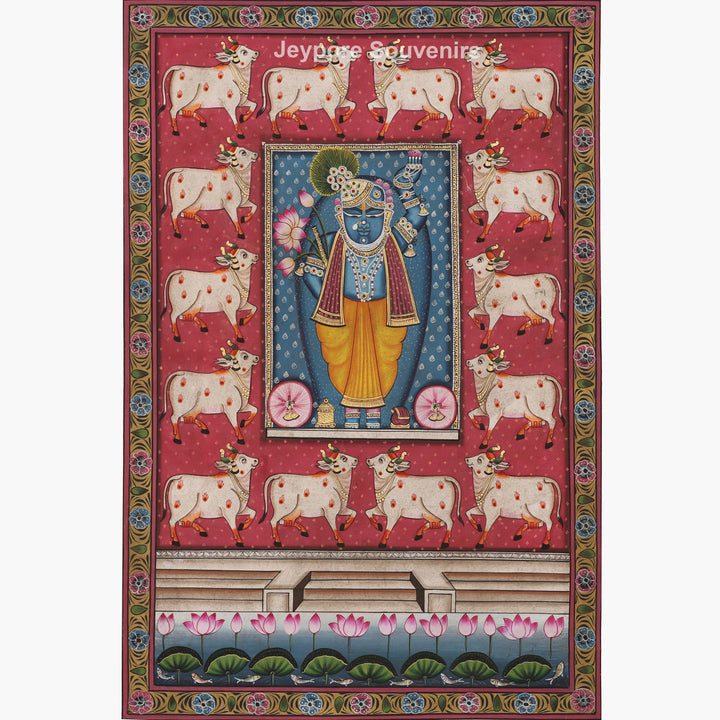 Shrinathji with Sacred Cow Motifs - Pichwai
