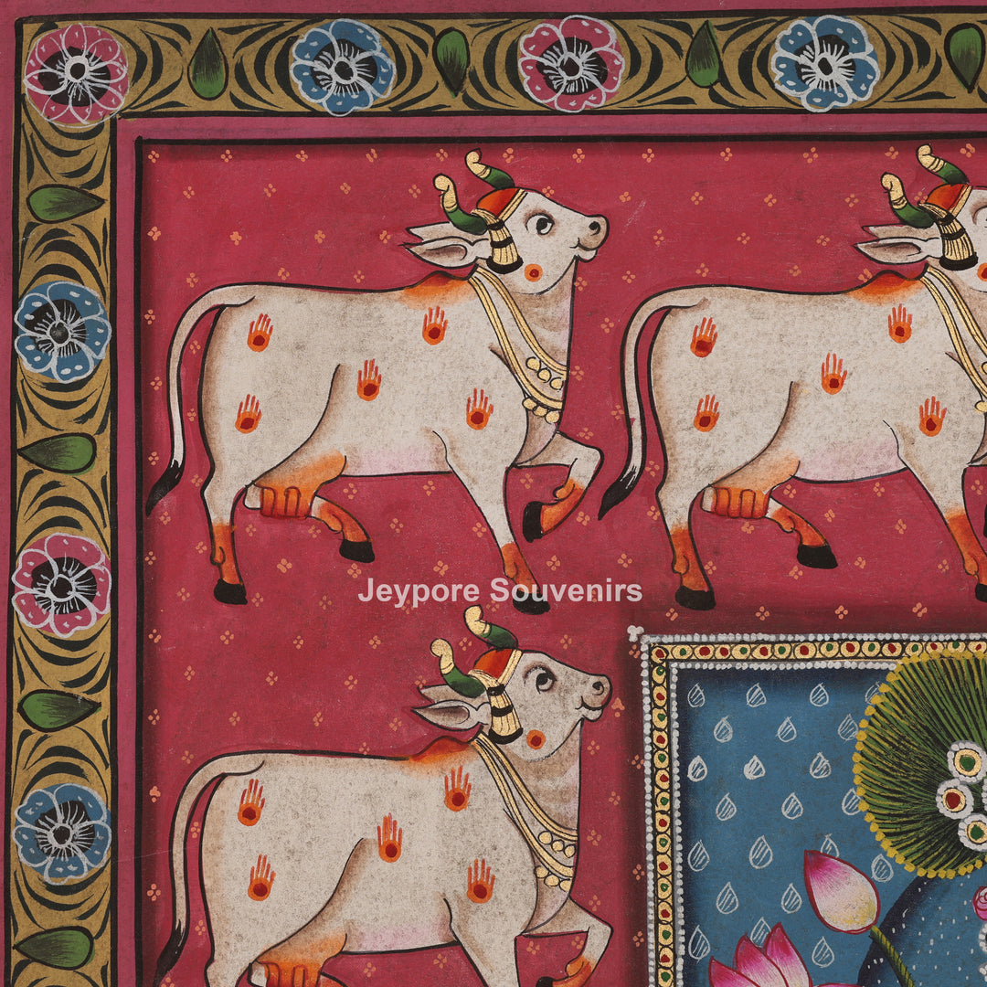 Shrinathji with Sacred Cow Motifs - Pichwai