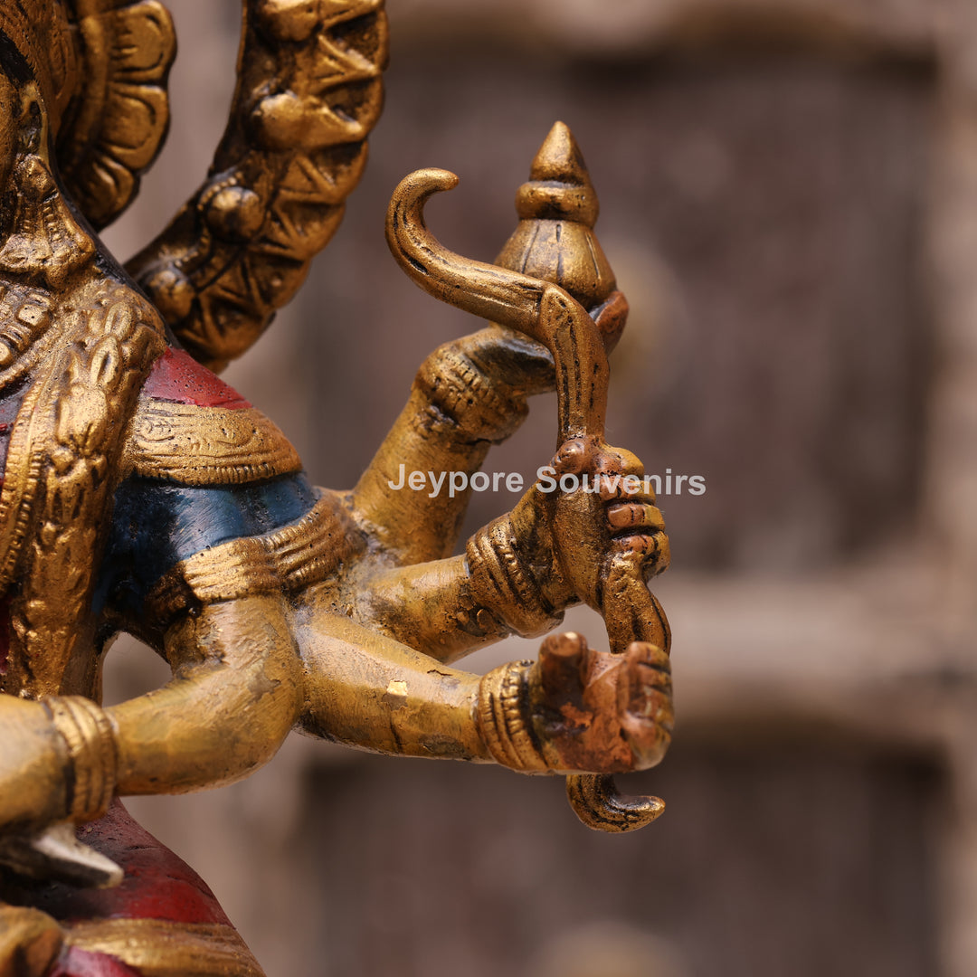 13" Handcrafted Brass Goddess Durga Idol on Lion