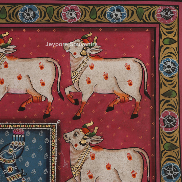 Shrinathji with Sacred Cow Motifs - Pichwai