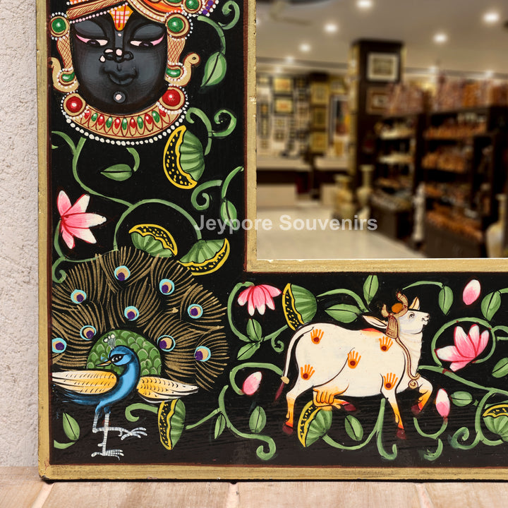 Hand-Painted Shrinathji Pichwai Decorative Wall Mirror Frame