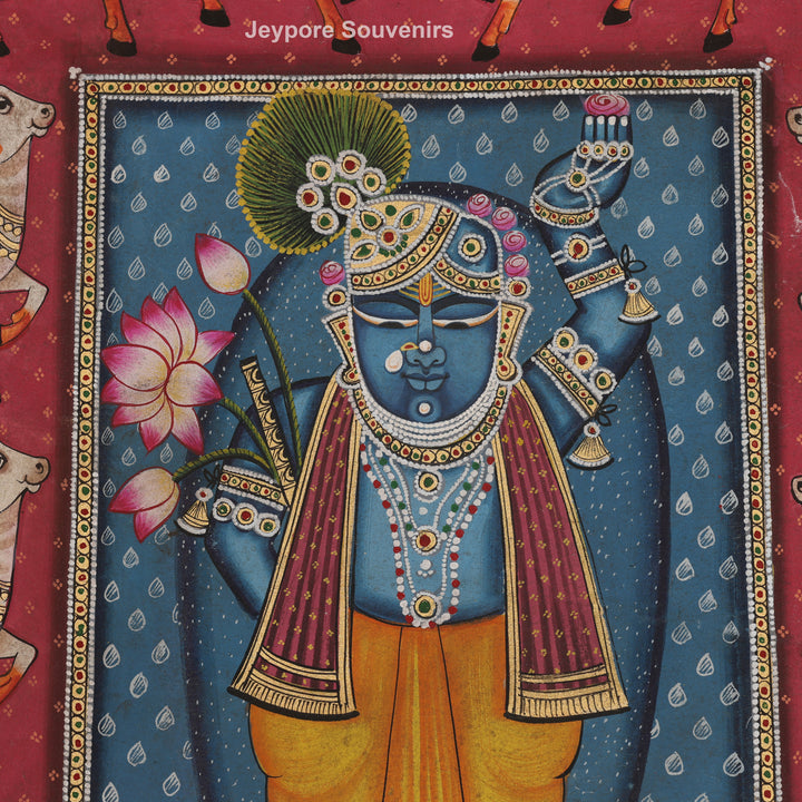 Shrinathji with Sacred Cow Motifs - Pichwai