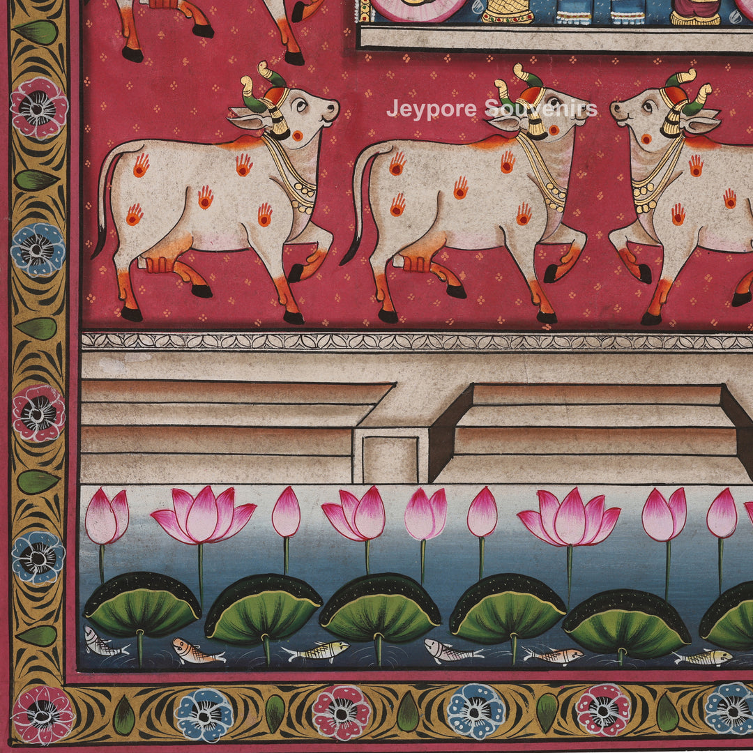 Shrinathji with Sacred Cow Motifs - Pichwai