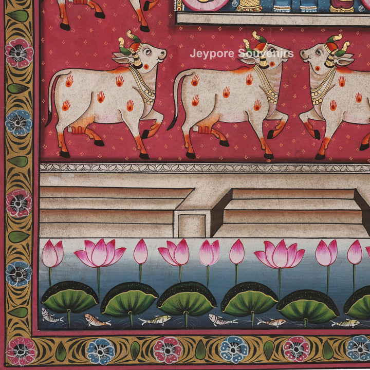 Shrinathji with Sacred Cow Motifs - Pichwai
