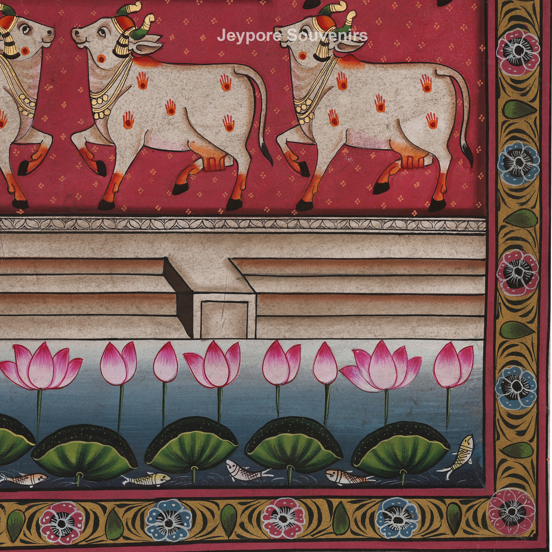 Shrinathji with Sacred Cow Motifs - Pichwai