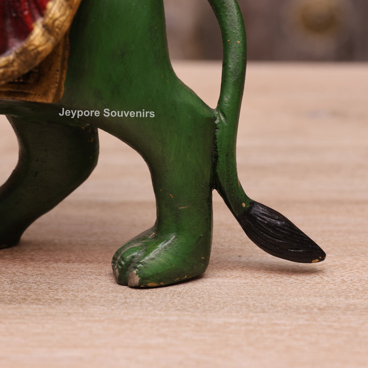13" Handcrafted Brass Goddess Durga Idol on Lion