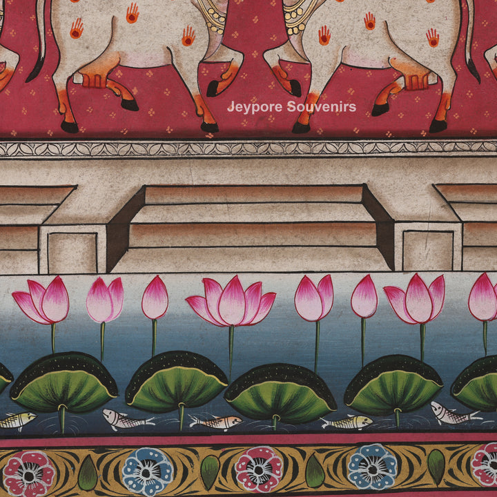 Shrinathji with Sacred Cow Motifs - Pichwai
