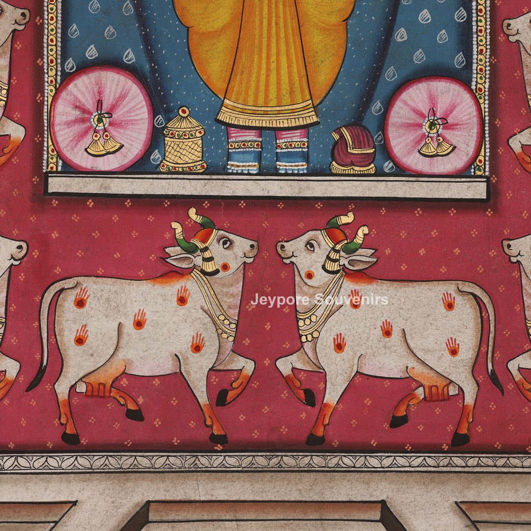 Shrinathji with Sacred Cow Motifs - Pichwai