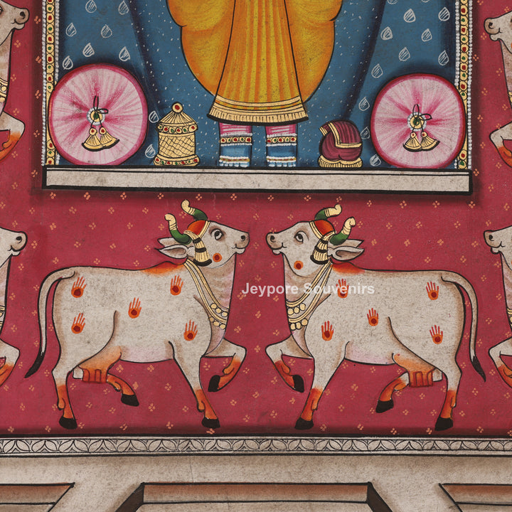 Shrinathji with Sacred Cow Motifs - Pichwai
