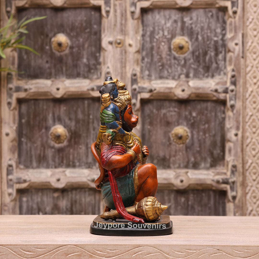 13" Handcrafted Brass Hanuman Carrying Lord Ram &amp; Lakshman Idol