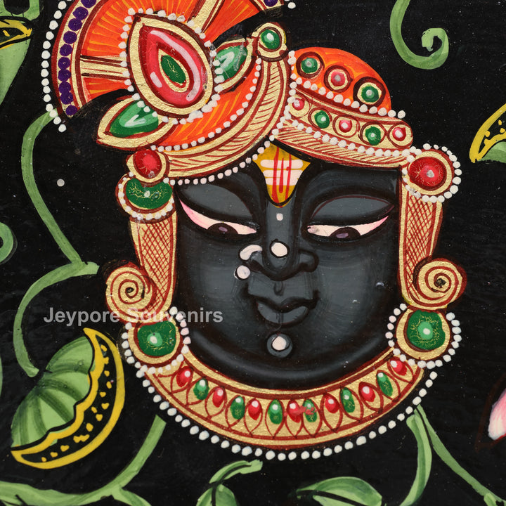 Hand-Painted Shrinathji Pichwai Decorative Wall Mirror Frame
