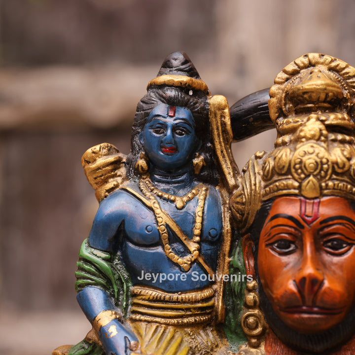 13" Handcrafted Brass Hanuman Carrying Lord Ram &amp; Lakshman Idol