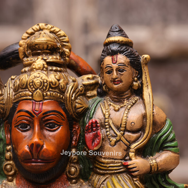 13" Handcrafted Brass Hanuman Carrying Lord Ram &amp; Lakshman Idol