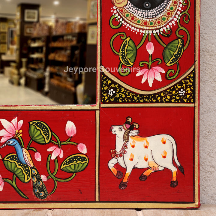 Hand-Painted Shrinathji Pichwai Decorative Wall Mirror Frame