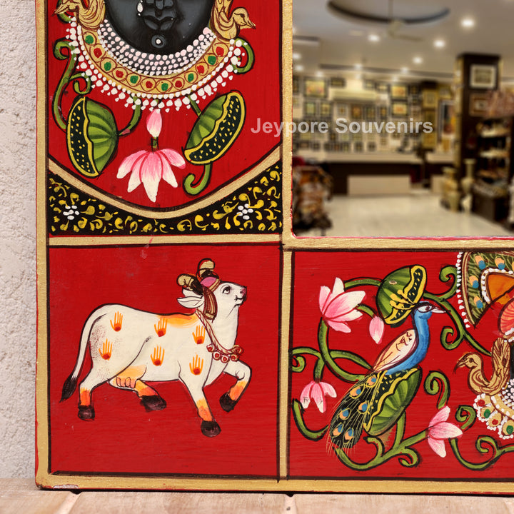 Hand-Painted Shrinathji Pichwai Decorative Wall Mirror Frame