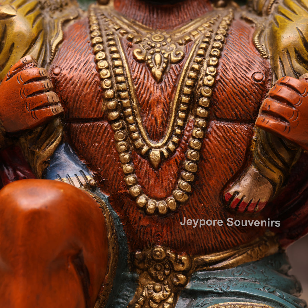 13" Handcrafted Brass Hanuman Carrying Lord Ram &amp; Lakshman Idol