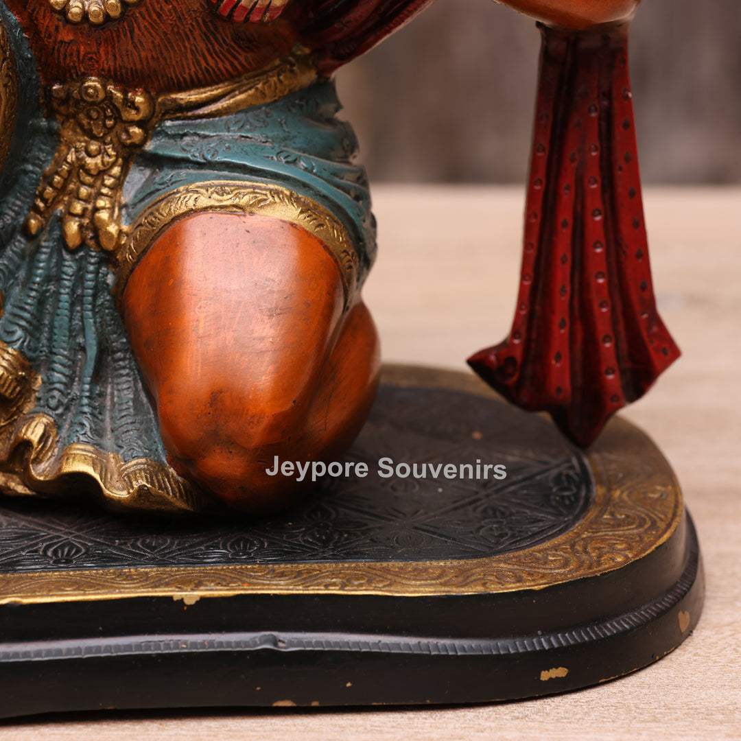 13" Handcrafted Brass Hanuman Carrying Lord Ram &amp; Lakshman Idol
