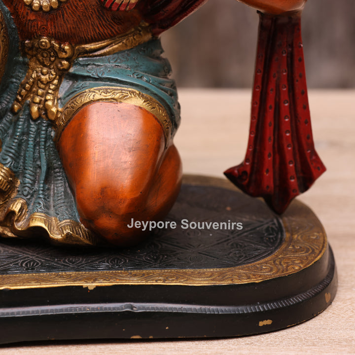 13" Handcrafted Brass Hanuman Carrying Lord Ram &amp; Lakshman Idol