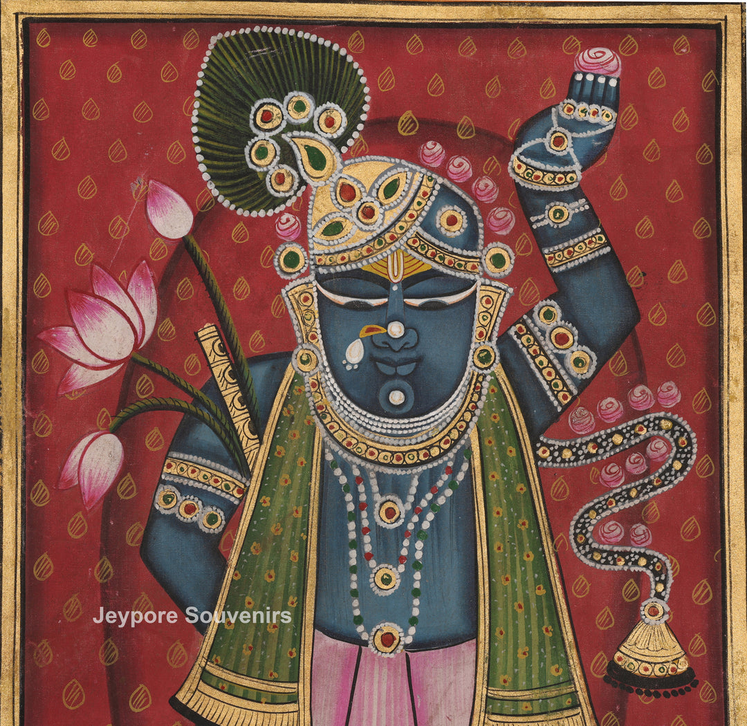 Shrinathji with Cow Border - Pichwai Painting