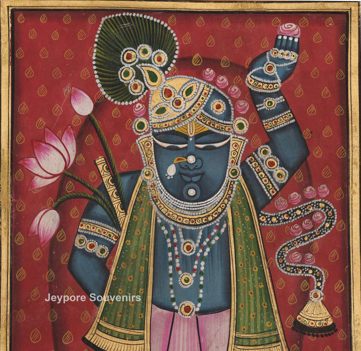 Shrinathji with Cow Border - Pichwai Painting