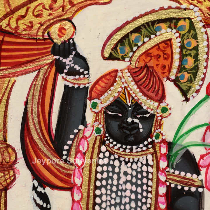 Hand-Painted Shrinathji Pichwai Decorative Wall Mirror Frame