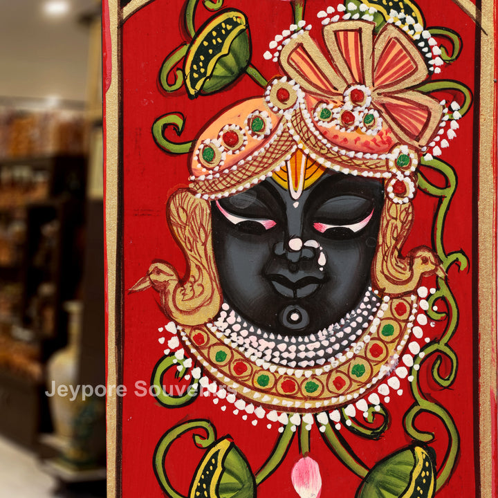 Hand-Painted Shrinathji Pichwai Decorative Wall Mirror Frame
