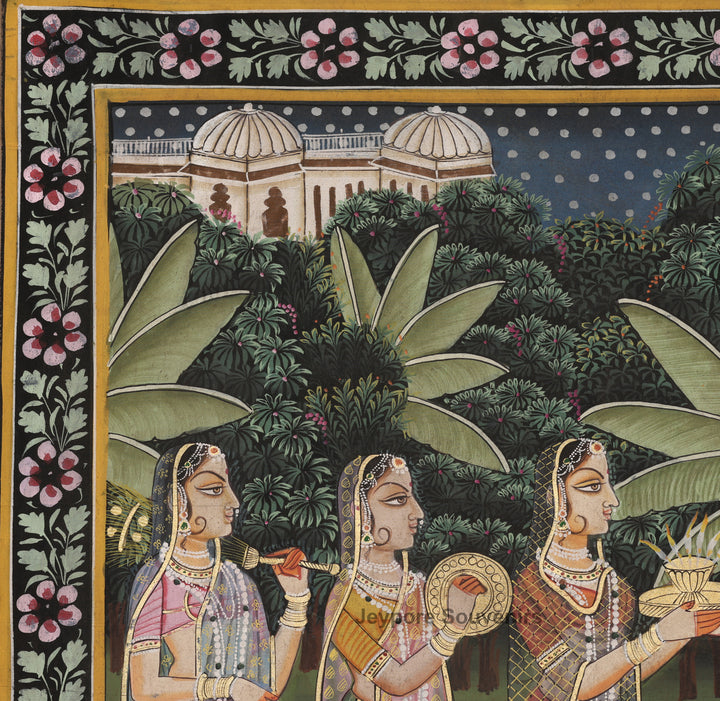 Shrinathji with Devotees &amp; Sacred Cows – Pichwai